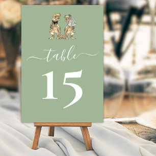 Numéro De Table Mariés Dinosaures Sage Vert pour Mariage