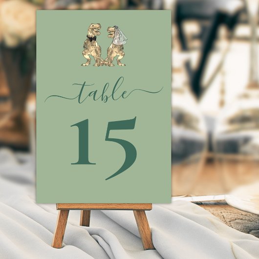 Numéro De Table Mariés Dinosaures Sage Vert pour Mariage
