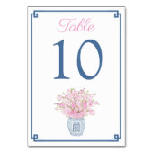Numéro De Table Marine Bleu & Blush Pink Chinoiserie Chic Mariage (Dos)