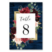 Numéro De Table Marine Bleu Bourgogne Blush or Russe Mariage (Dos)