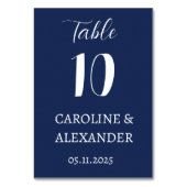 Numéro De Table Marine Bleu Élégant Moderne Simple Mariage (Dos)