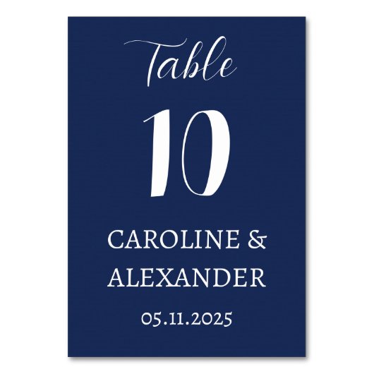Numéro De Table Marine Bleu Élégant Moderne Simple Mariage (Par défaut)