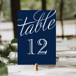 Numéro De Table Marine Bleu et Blanc Élégant Numéro de tableau de<br><div class="desc">Cartes de numéro de table simples et élégantes avec une police de script de style calligraphie. Customisez chaque carte avec vos numéros de table pour convenir à n'importe quelle taille mariage ou partie. Cliquez sur Customiser pour modifier la police et la couleur des numéros ou changer la couleur de l'arrière...</div>