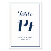 Numéro De Table Marine bleu et blanc Mariage de calligraphie moder (Dos)