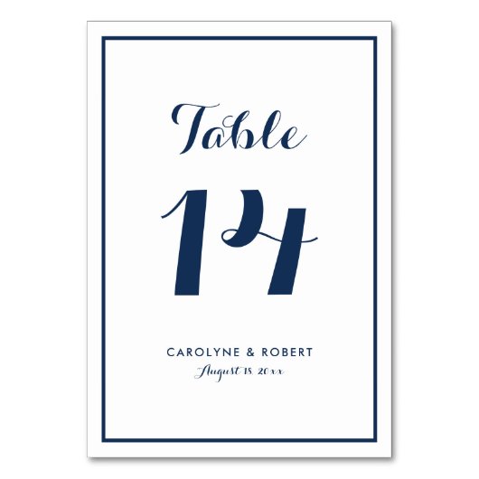 Numéro De Table Marine bleu et blanc Mariage de calligraphie moder (Par défaut)