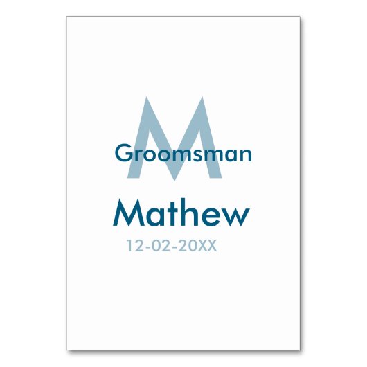 Numéro De Table Marine bleu groomsman nom lettre date masculin par (Par défaut)