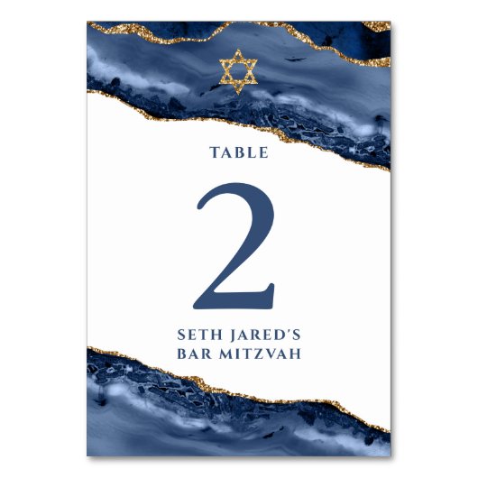 Numéro De Table Marine Blue and Gold Agate Geode Rock (Dos)