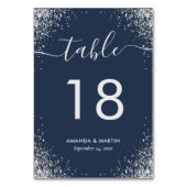 Numéro De Table Marine Blue and Silver Confetti Mariage Numéro de  (Dos)