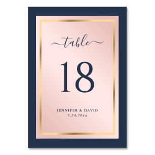 Numéro De Table Marine Blue Blush et Gold Mariage Numéro de tablea