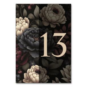 Numéro De Table Marine Blue & Burgundy Moody Floral Tableau 13