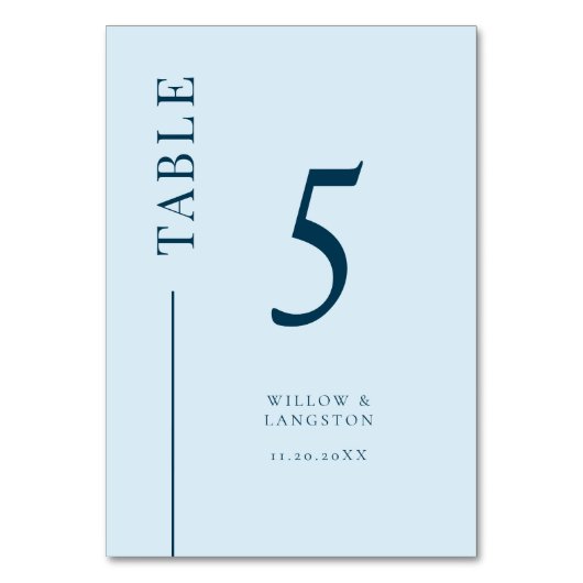 Numéro De Table Marine Blue Clean Line Mariage Numéro de tableau (Dos)