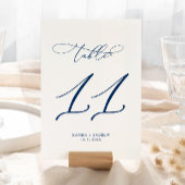 Numéro De Table Marine Blue Élégante calligraphie Tableau 11 Maria