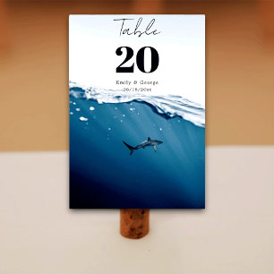 Numéro De Table Marine Blue Requin sous-marin Nautique Plage Maria