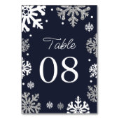 Numéro De Table Marine Blue Snowflakes Mariage d'hiver (Dos)