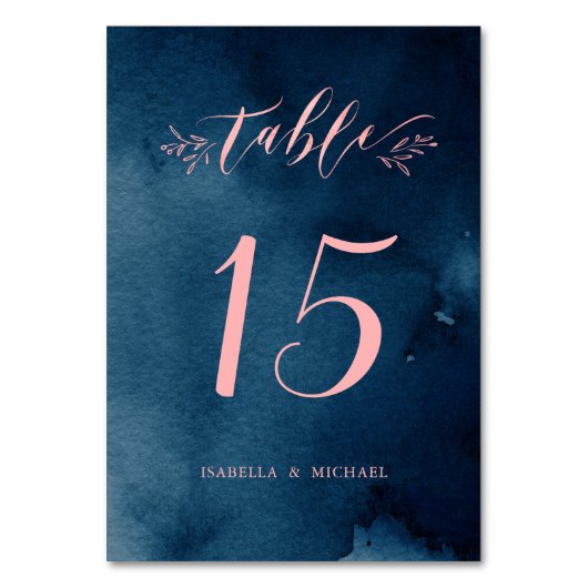 Numéro De Table Marine blush calligraphie mariage rustique numéro (Dos)