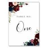 Numéro De Table Marine Burgundy Blush Automne Floral (Dos)