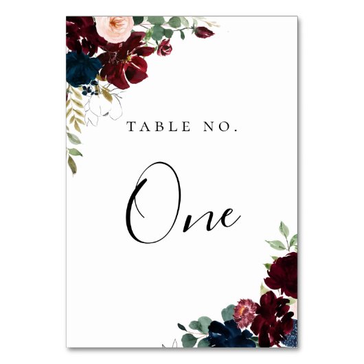 Numéro De Table Marine Burgundy Blush Automne Floral (Par défaut)