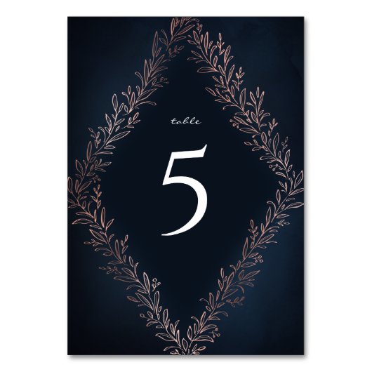 Numéro De Table Marine doré rose or botanique élégant mariage (Par défaut)