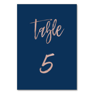 Numéro De Table Marine et Rose Gold Glam Chic Mariage Tableau Numé