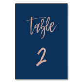Numéro De Table Marine et Rose Gold Glam Chic Mariage Tableau Numé (Dos)