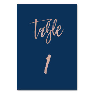 Numéro De Table Marine et Rose Gold Glam Chic Mariage Tableau Numé