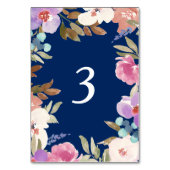 Numéro De Table Marine Jardin bleu Floral Mariage Table (Dos)