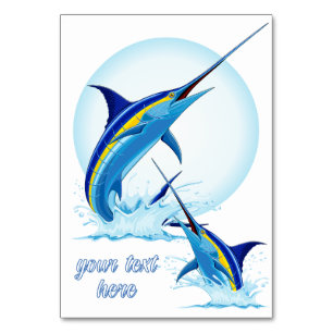 Numéro De Table Marlin Bleu Jaillissant de l'Océan