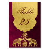 Numéro De Table Maroon et éléphants d'or mariage indien (Dos)