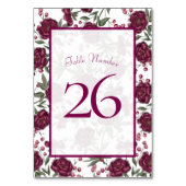 Numéro De Table Maroon Rose Wedding (Dos)