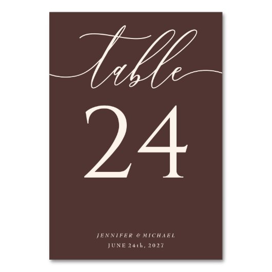 Numéro De Table Marron Chocolat Simple Siège Élégant (Par défaut)