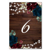 Numéro De Table Marsala & Fleurs de marine Bois rustique 6 Numéros (Dos)