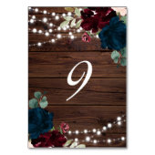 Numéro De Table Marsala & Fleurs de marine Bois rustique 9 Numéros (Par défaut)