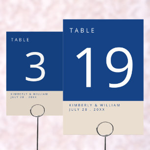 Numéro De Table Marseille Bleu Réception De Mariage Simple Moderne