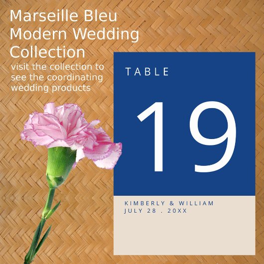 Numéro De Table Marseille Bleu Réception De Mariage Simple Moderne