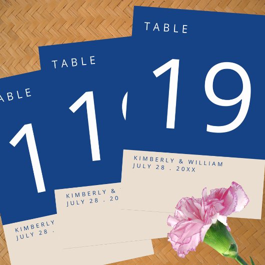 Numéro De Table Marseille Bleu Réception De Mariage Simple Moderne