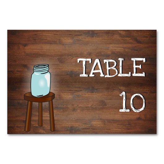 Numéro De Table Mason Jar Mariage rustique (Devant)