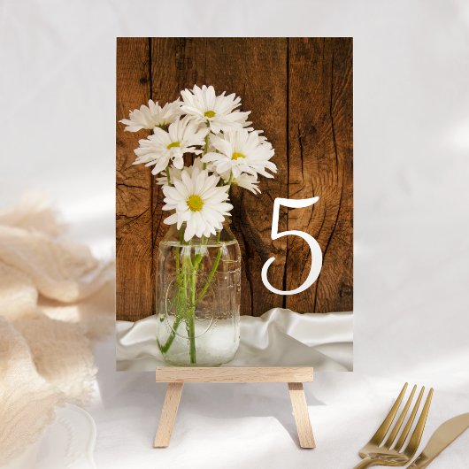 Numéro De Table Mason Jar White Daisies Barn Mariage Numéros de ta