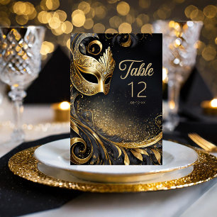 Numéro De Table Masquerade Quinceanera Black Gold ID1031