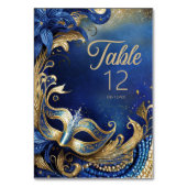 Numéro De Table Masquerade Quinceanera Blue Gold ID1031 (Dos)