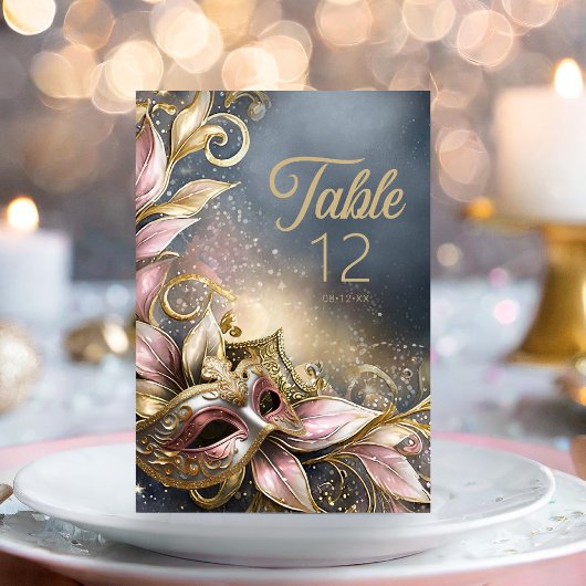 Numéro De Table Masquerade Quinceanera Rose Gold ID1031