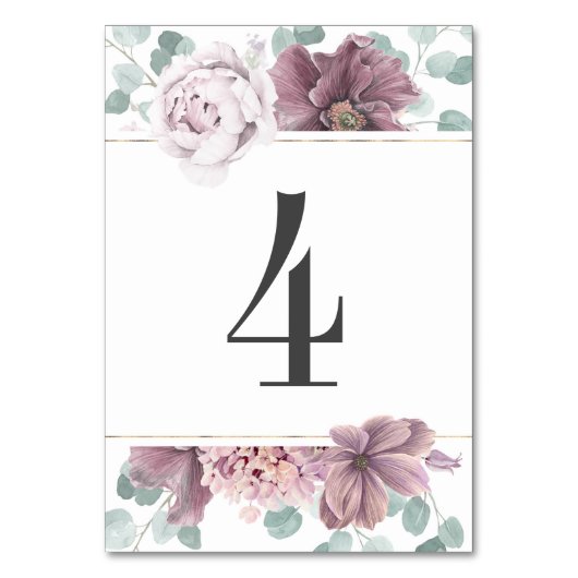 Numéro De Table Mauve Floral Mariage (Par défaut)
