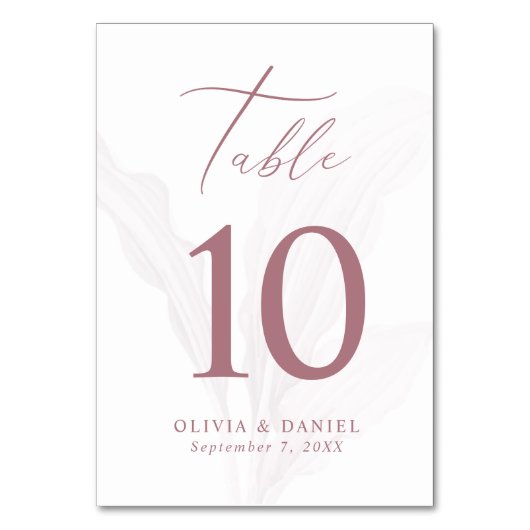 Numéro De Table Mauve romantique Mariage minimal élégant (Dos)