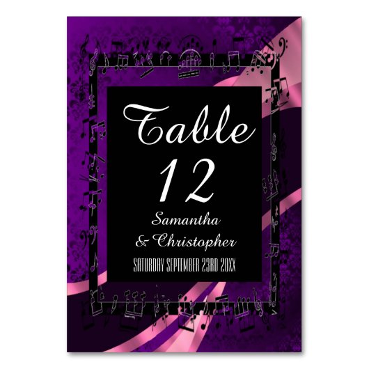 Numéro De Table Mauve violette, mariage damassé noire (Par défaut)