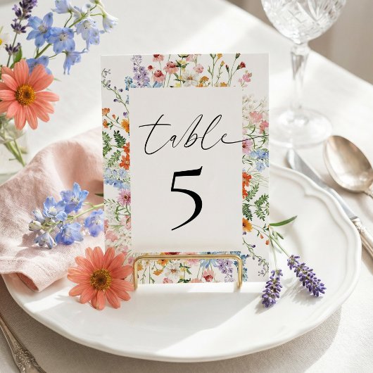 Numéro De Table Meadow Wildflower Wedding Reception