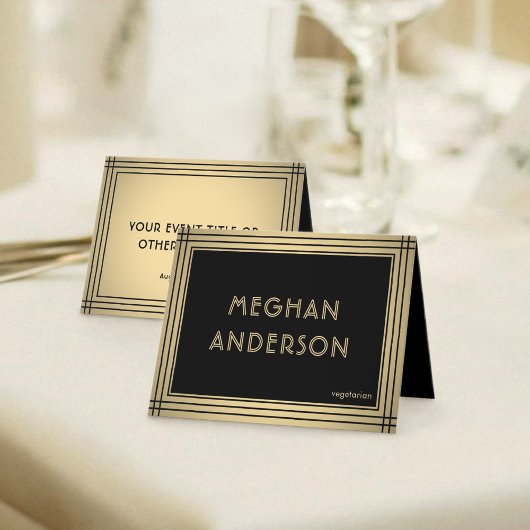 Numéro De Table Meal Choice Classic Black & Gold Border Place Card