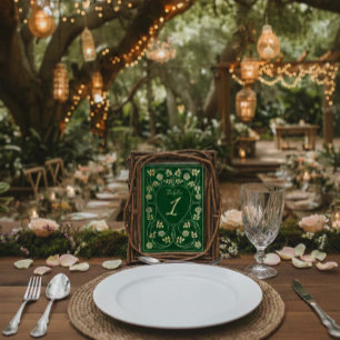 Numéro De Table Médiéval Gold Floral Coeurs et Mariage d'épée