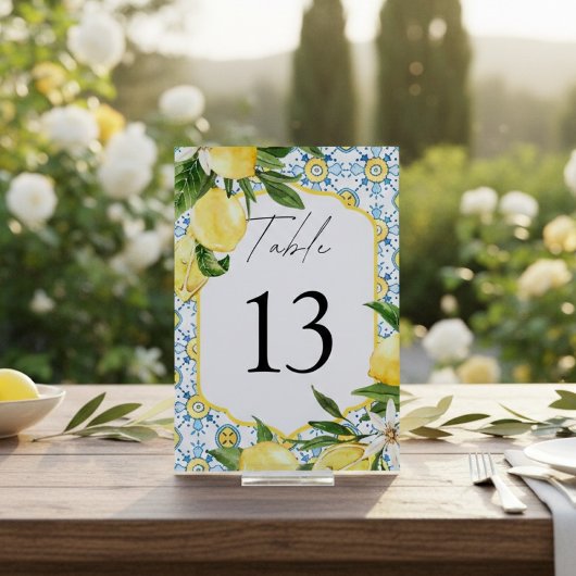 Numéro De Table Mediterranean Lemon Wedding 