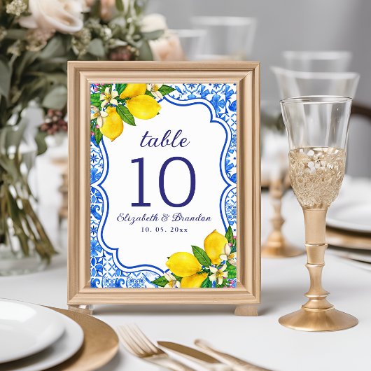 Numéro De Table Mediterranean Tiles Summer Wedding