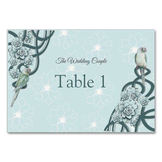 Numéro De Table Menthe bleu pin Vert Succulents (Devant)
