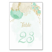 Numéro De Table menthe vert & fleurs blanches or mariage floral (Dos)
